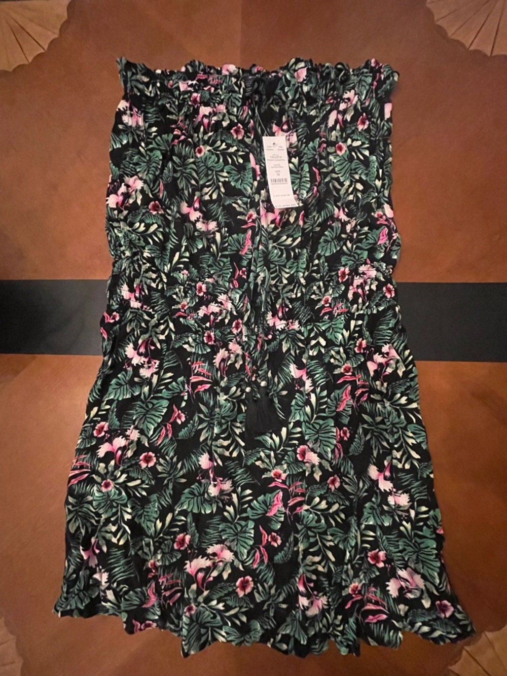 White House Black Market Black Tropical Floral Swim Coverup